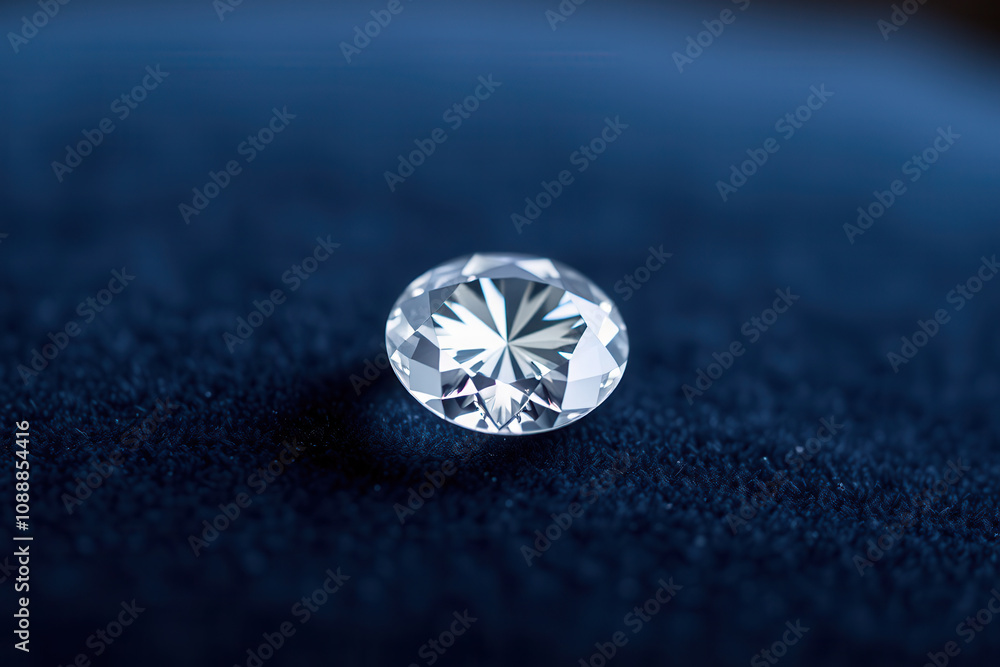 Macro shot of a single diamond on a velvet surface Macro shot of a single diamond on a velvet surface