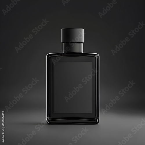 modern men's aftershave bottle with a blank label on studio background
