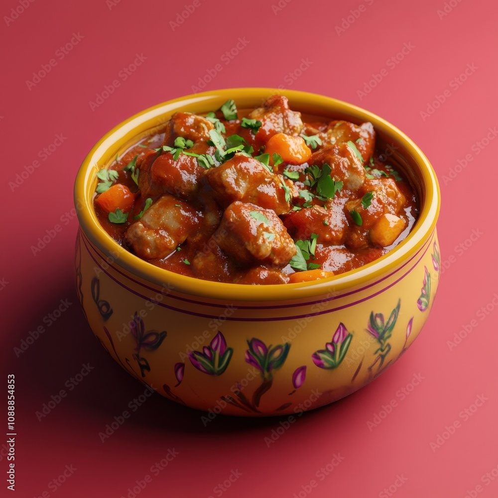 Savory Beef Stew in a Vibrant Ceramic Bowl Savory Beef Stew in a Vibrant Ceramic Bowl