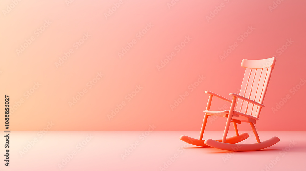 classic rocking chair in soft pink room, evoking sense of calm and nostalgia. Perfect for relaxation and comfort in any space classic rocking chair in soft pink room, evoking sense of calm and nostalgia. Perfect for relaxation and comfort in any space