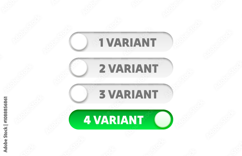 Variant On off switch button, ui isolated white background. Vector illustration Variant On off switch button, ui isolated white background. Vector illustration