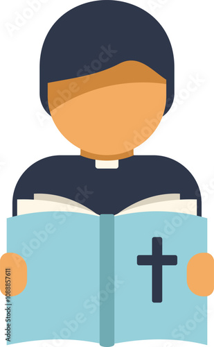 Catholic priest wearing a cassock reading the holy bible