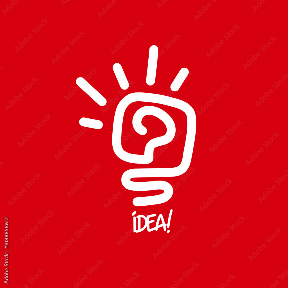 Obraz premium Icon design idea buld with red background