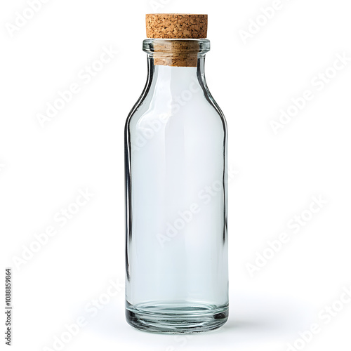 Wallpaper Mural A glass water bottle with cork lid on an isolated white background Torontodigital.ca
