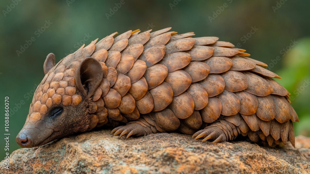 Pangolin Curled Up on Rock in Stunning Detail Pangolin Curled Up on Rock in Stunning Detail
