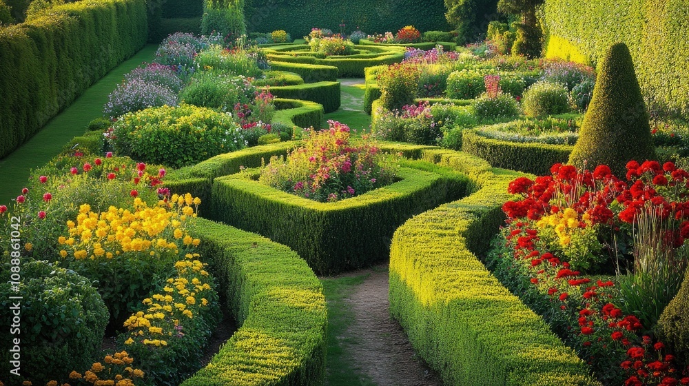 Obraz premium Serene Garden View at Chateau de Villandry