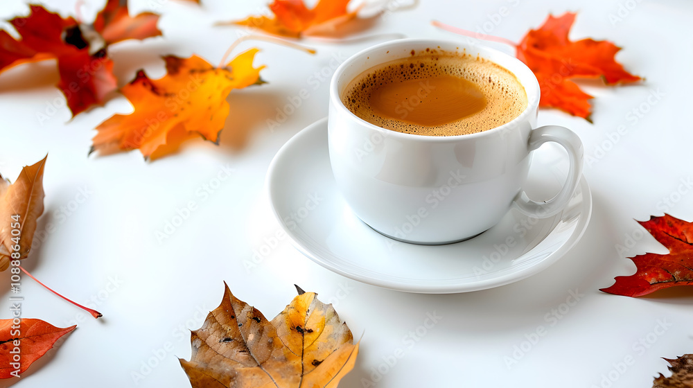 autumn home cozy composition a cup of coffee with maple leaves.selective soft focus with a white accent, text area, png autumn home cozy composition a cup of coffee with maple leaves.selective soft focus with a white accent, text area, png