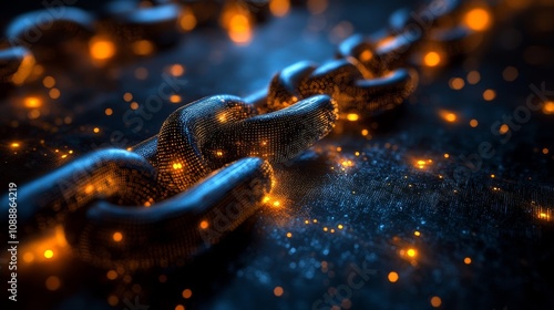Glowing Chains Symbolizing Blockchain Technology