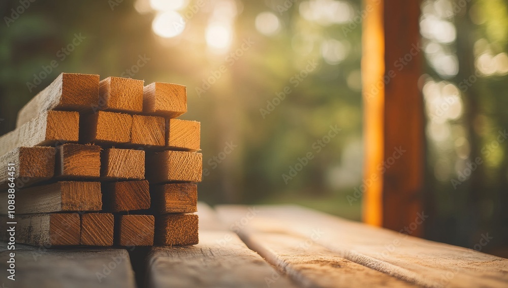 Neatly stacked freshly cut firewood, ready for use Neatly stacked freshly cut firewood, ready for use