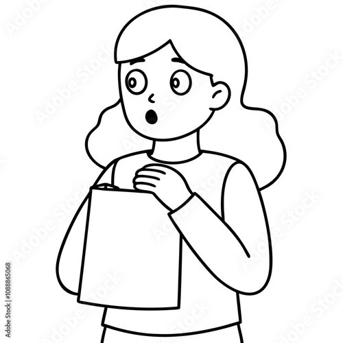 nervous girl breathes into paper bag