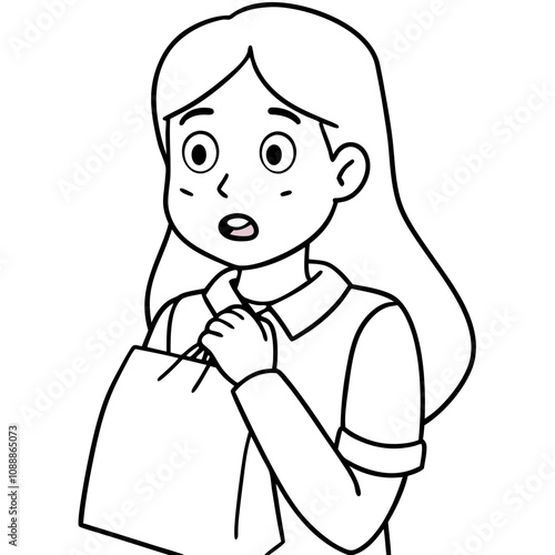 nervous girl breathes into paper bag