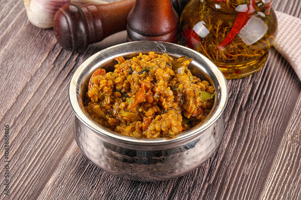 Vegan garnish - lentil with vegetables Vegan garnish - lentil with vegetables