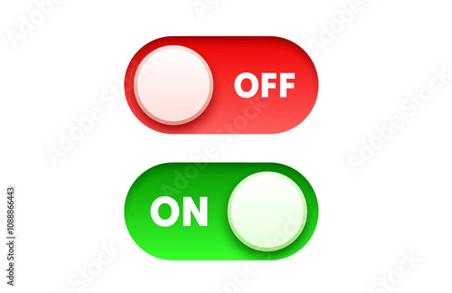 On off switch button ui isolated white background. Vector