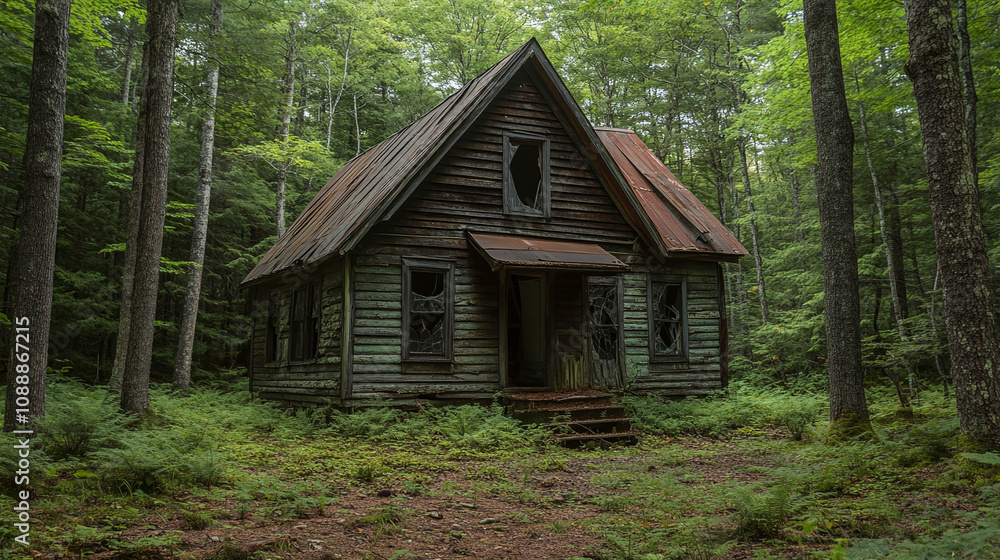 Old wooden house in forest. Old wooden house in forest.