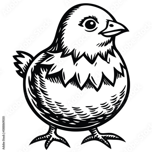 Hatching Chick silhouette vector illustration on White Background.