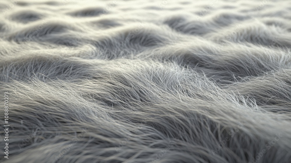 Obraz premium A realistic fur wallpaper in silver-gray tones, with detailed strands and a soft, smooth texture.