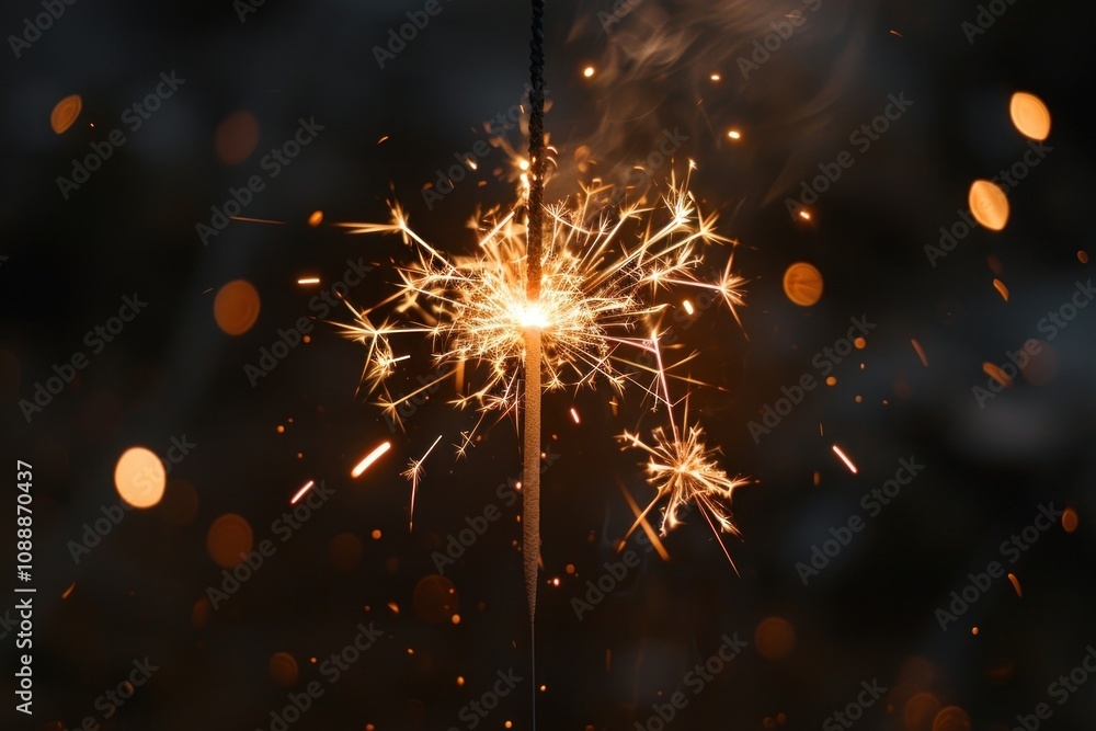 Fototapeta premium Gold Sparkler fireworks background sparkler.
