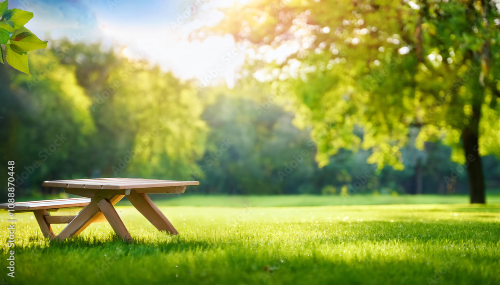 Naklejka premium wooden bench in park
