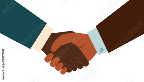 Handshake of two businessmen isolated on a white background.
