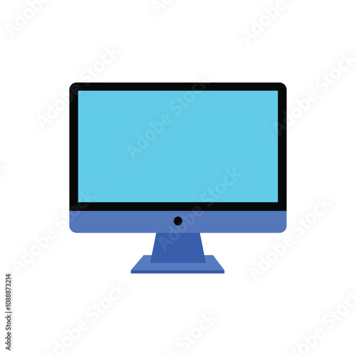 A computer monitor with a blue screen