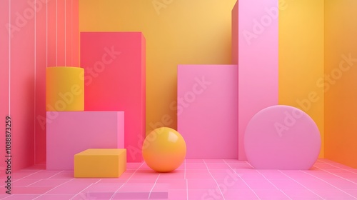 Background design, abstract geometric blocks, 3d render