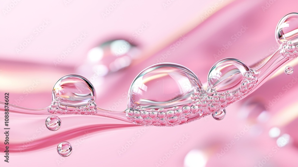 Air bubbles in smooth pink gel, high-detail macro shot with glossy shine, perfect for luxury skincare product visuals Air bubbles in smooth pink gel, high-detail macro shot with glossy shine, perfect for luxury skincare product visuals