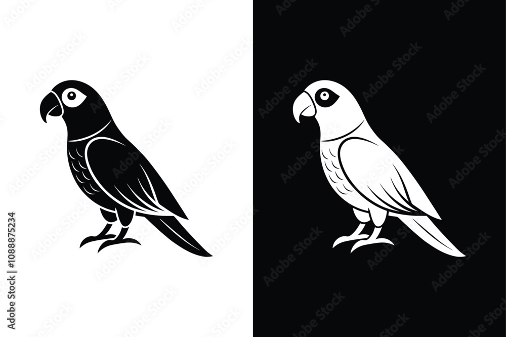 Fototapeta premium Parrot icon isolated on on White Background Vector Art Illustration on white background.