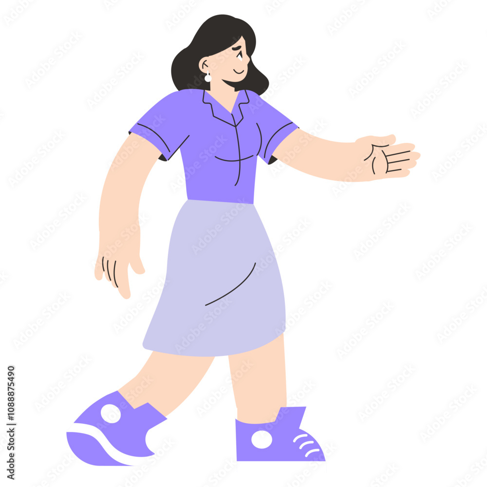 Fototapeta premium Young Businesswoman. Flat Vector Illustration