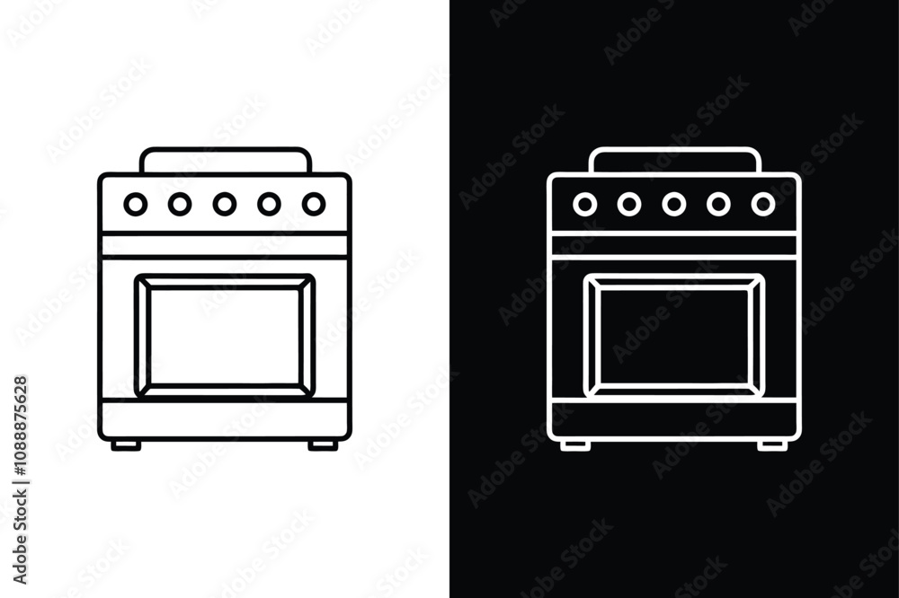 Microwave oven line art icon on White Background Vector Art Illustration on white background.	
