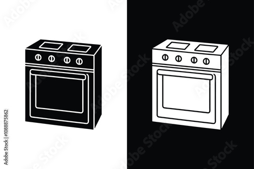 Microwave oven line art icon on White Background Vector Art Illustration on white background.	