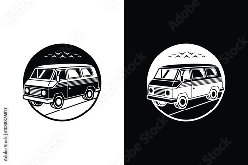 Van icon or Modern minibus icon on White Background Vector Art Illustration on white background.