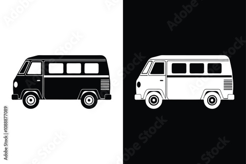 Van icon or Modern minibus icon on White Background Vector Art Illustration on white background.