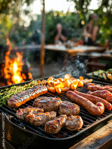 Braai with a garnish of fresh herbs, cozy South African gathering vibe