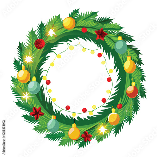 Glowing Christmas Wreath with Realistic Spruce - Perfect Festive Décor for the Winter Season.