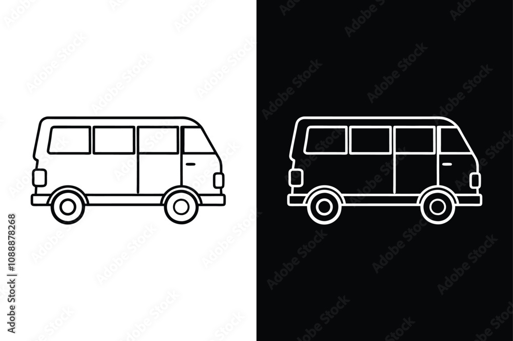 Van icon or Modern minibus icon on White Background Vector Art Illustration on white background. Van icon or Modern minibus icon on White Background Vector Art Illustration on white background.