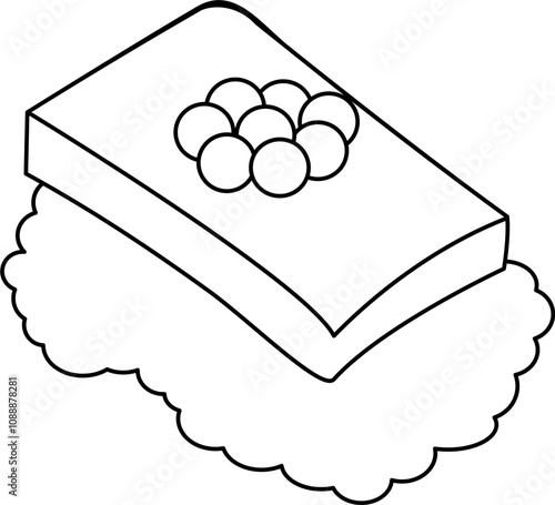 Japanese food sushi outline.  Asian food outline. Sushi  hand drawn outline sketch.  Japanese food outline.