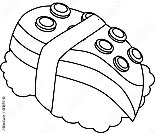Japanese food sushi outline.  Asian food outline. Sushi  hand drawn outline sketch.  Japanese food outline.