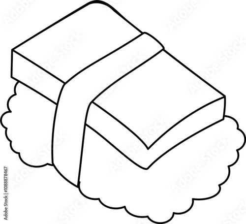 Japanese food sushi outline.  Asian food outline. Sushi  hand drawn outline sketch.  Japanese food outline.