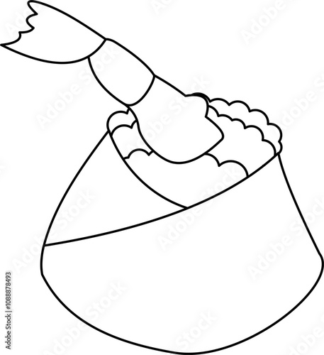 Japanese food sushi outline.  Asian food outline. Sushi  hand drawn outline sketch.  Japanese food outline.
