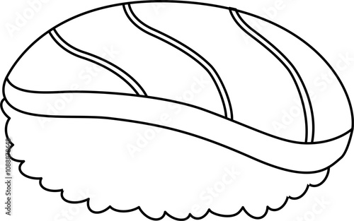 Japanese food sushi outline.  Asian food outline. Sushi  hand drawn outline sketch.  Japanese food outline.