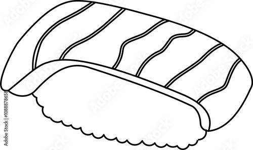 Japanese food sushi outline.  Asian food outline. Sushi  hand drawn outline sketch.  Japanese food outline.