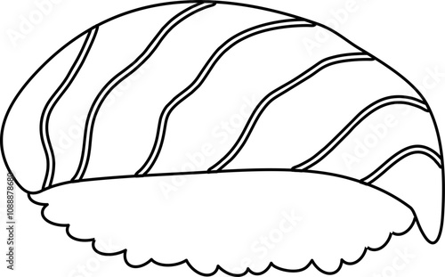 Japanese food sushi outline.  Asian food outline. Sushi  hand drawn outline sketch.  Japanese food outline.