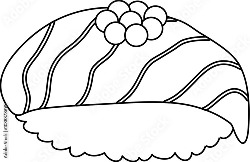 Japanese food sushi outline.  Asian food outline. Sushi  hand drawn outline sketch.  Japanese food outline.