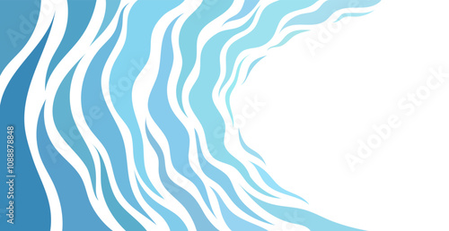 Abstract blue illustration on white background. Vector pattern. Art line ornament. Water Wave Logo abstract design