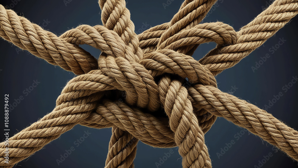 Metaphorical Representation of Collective Effort Depicted as Intertwined Ropes, Symbolizing Unity and Teamwork. Metaphorical Representation of Collective Effort Depicted as Intertwined Ropes, Symbolizing Unity and Teamwork.