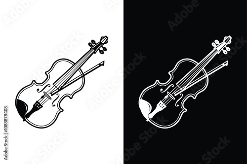 Violin music in glyph style icon Art Illustration on white background.