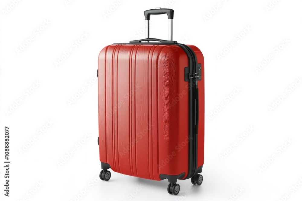 A vibrant red suitcase stands out with its sleek design and modern style. Perfect for travel or storage. Ideal for anyone on the move. Generative AI A vibrant red suitcase stands out with its sleek design and modern style. Perfect for travel or storage. Ideal for anyone on the move. Generative AI
