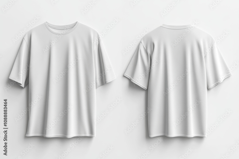 Plain white t shirt mockup showcasing front and back views, ideal for design presentations and apparel branding. Perfect for showcasing custom designs and prints Plain white t shirt mockup showcasing front and back views, ideal for design presentations and apparel branding. Perfect for showcasing custom designs and prints