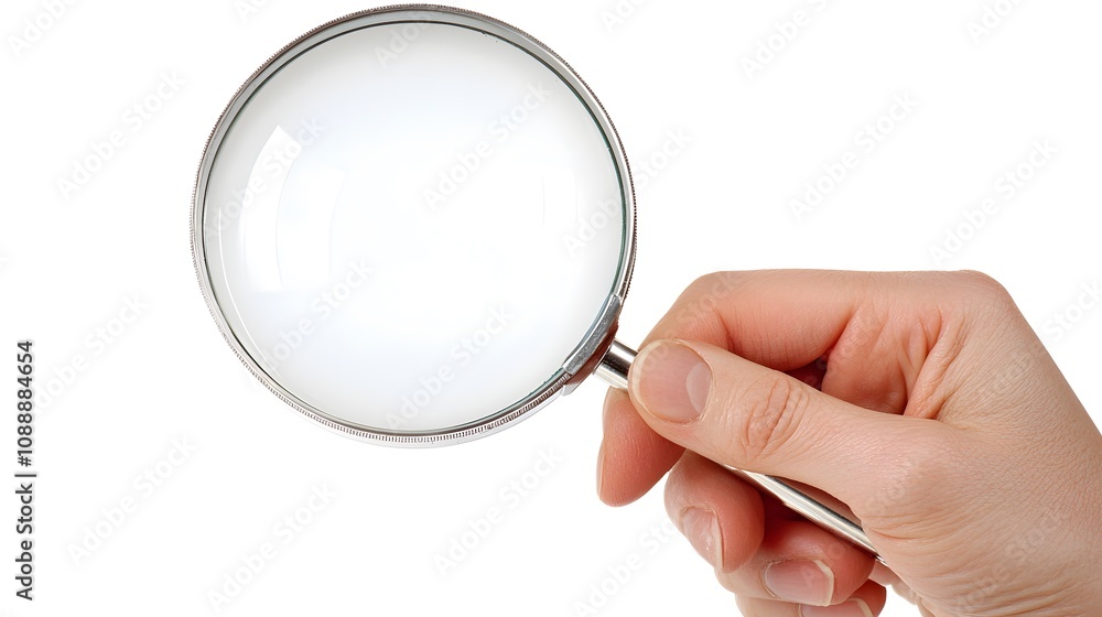 A hand holding a magnifying glass, symbolizing research, analysis, and focus. A hand holding a magnifying glass, symbolizing research, analysis, and focus.