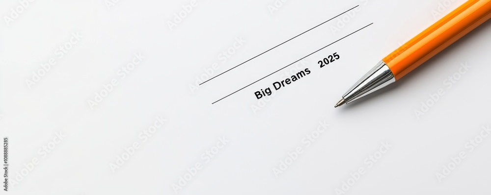 New year plan 2025 and resolutions concept. A plain background featuring a pen and a document labeled New year plan 2025 and resolutions concept. A plain background featuring a pen and a document labeled